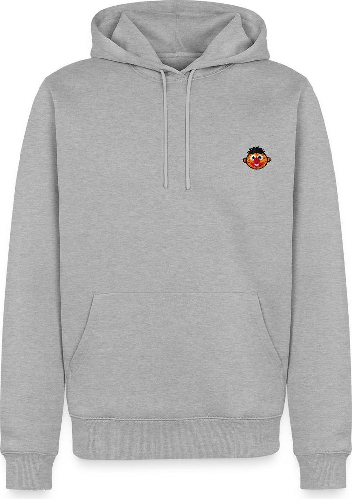 Spreadshirt Sesamstraße Ernie Als Stickmotiv Herren Premium Hoodie, S, Grau meliert
