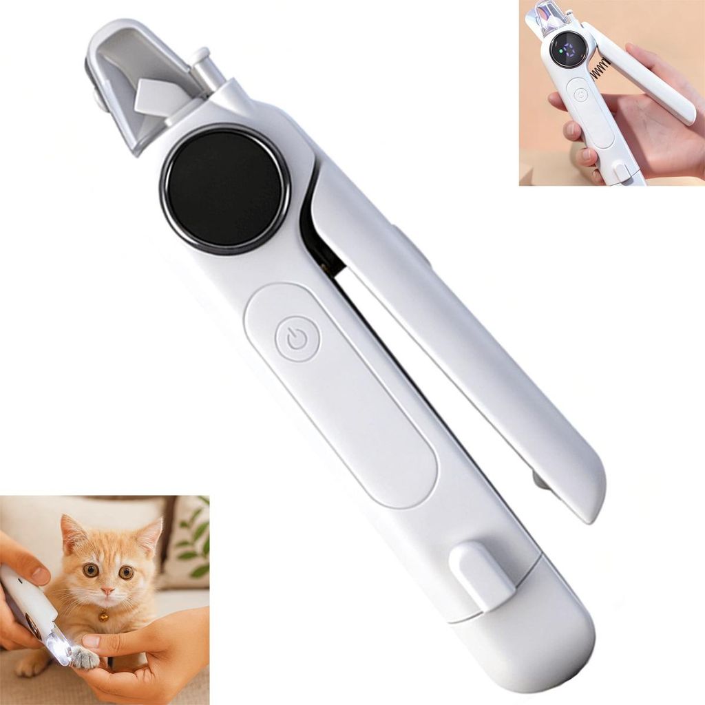 Elektrischer Haustier Nageltrimmer & Polierer, Geräuscharm, LED Licht, Sicherheitsschutz, Für Kleine, Mittlere & Große Hunde Katzen