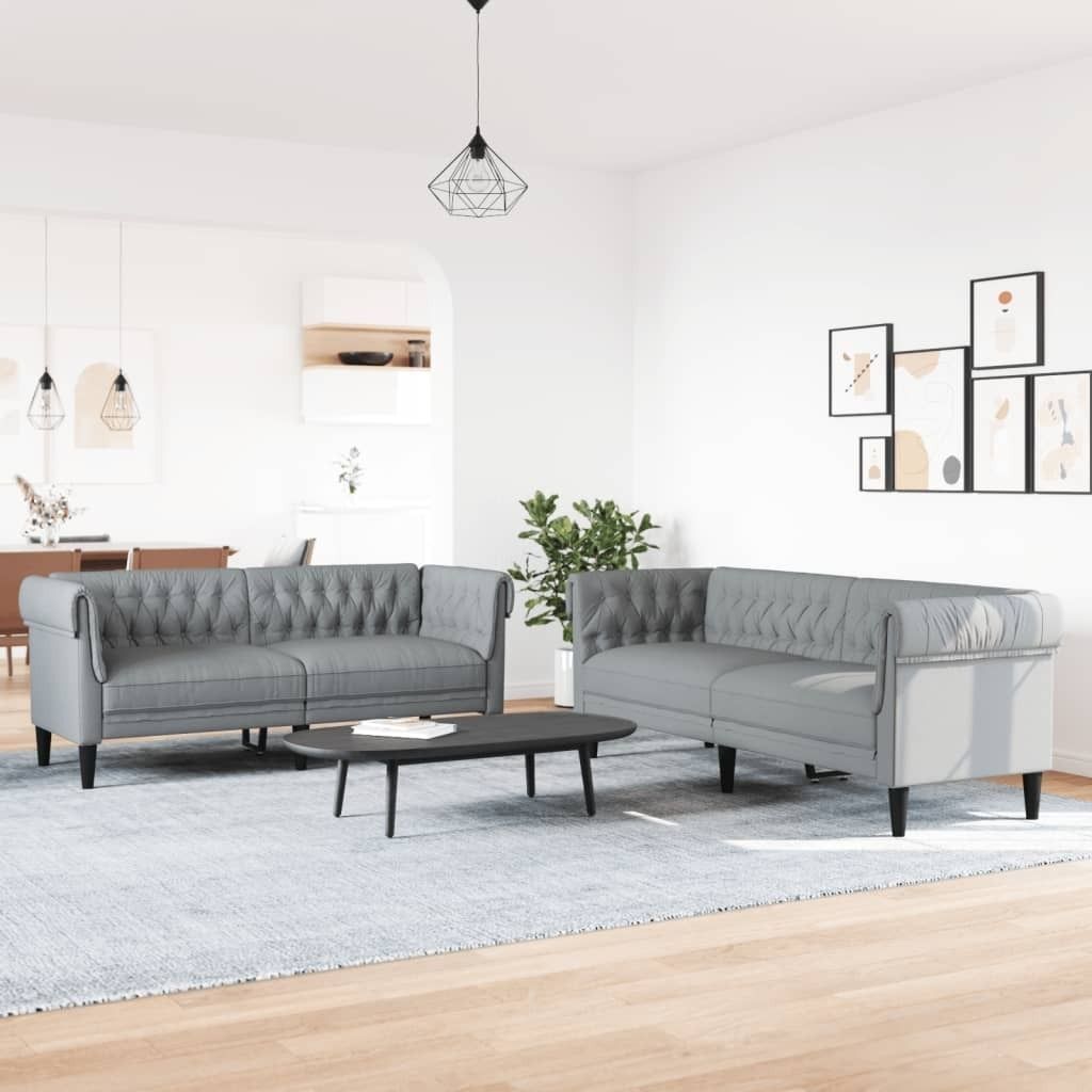 ZMH 2-tlg. Sofagarnitur Hellgrau Stoff