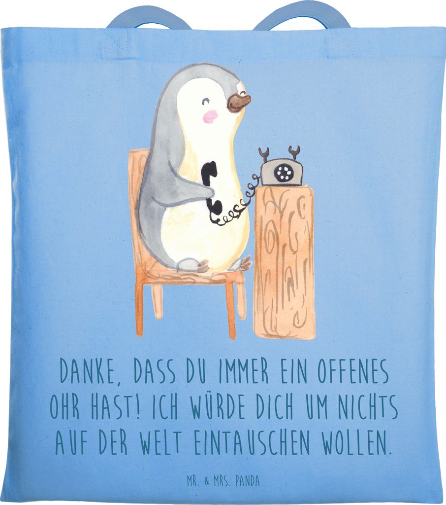 Mr. & Mrs. Panda Tote Bag Freund fürs Leben - Sky Blue - Geschenk, Shopping Tasche, Besonderheit, Tragetasche, Freundin, Uni, Freundschaft, Laptop...