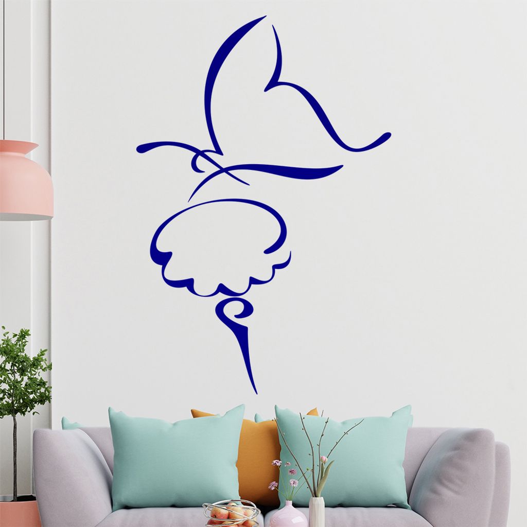 Schmetterling Linien Wandtattoo in 6 Größen - Wandaufkleber Wall Sticker - Dekoration, Küche, Wohnzimmer, Schlafzimmer, Badezimmer