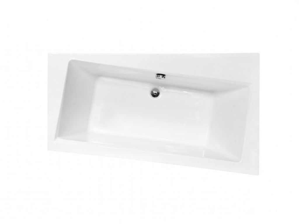 Aqua For You | Besco Badewanne Asymmetrisch Infinity - Eckbadewanne – 160x100 Cm - Antibakterielle Beschichtung - Mit Siphon Und Füßen - Acryl