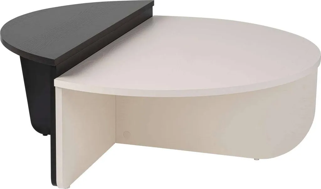 Mansue Table basse 90x60x35h cm blanc design avec forme fantaisie