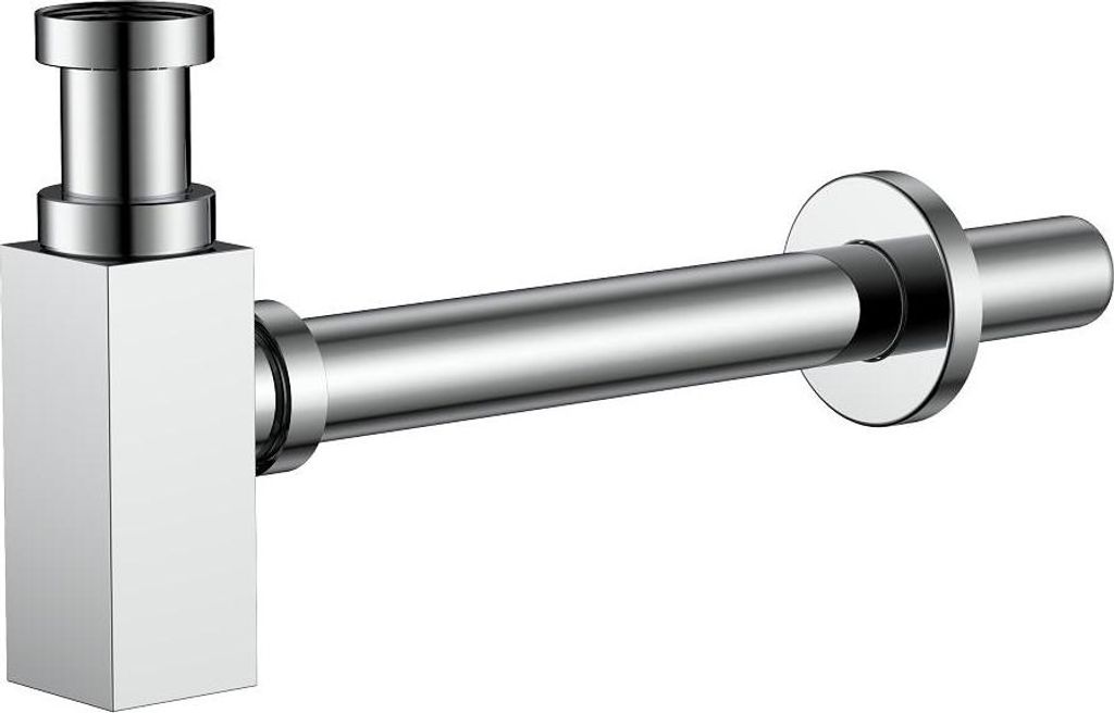 Avapax | Siphon Waschbeckenflasche - Silber - Edelstahl - Chrom Glanz - Cube