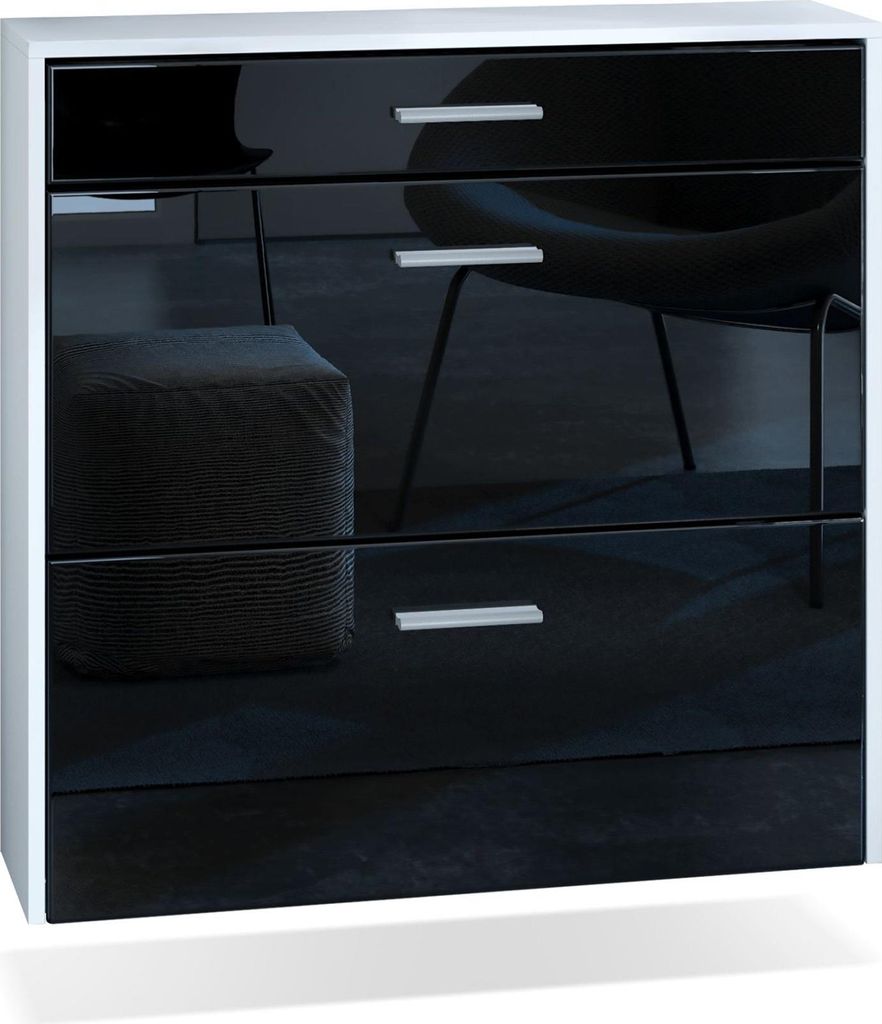 InnoFurn hängender Schuhschrank Roma Air Schmal mit 2 Klappen und 1 Schublade, Platzsparender Schuhkipper Flurschrank für Diele Flur Garderobe, W...