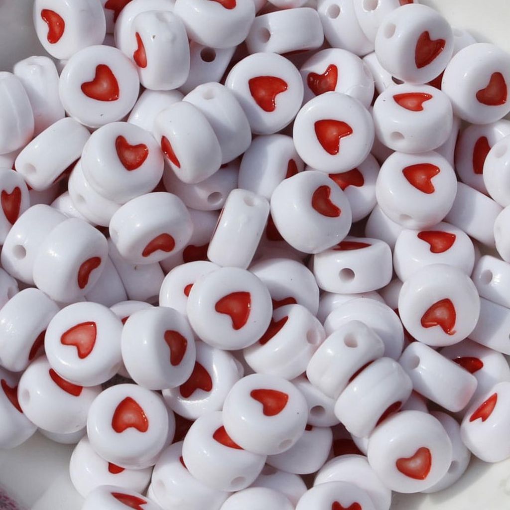 Perles pour lettres, 30 pièces, 4x7 mm, blanches, rondes, Image du produit 