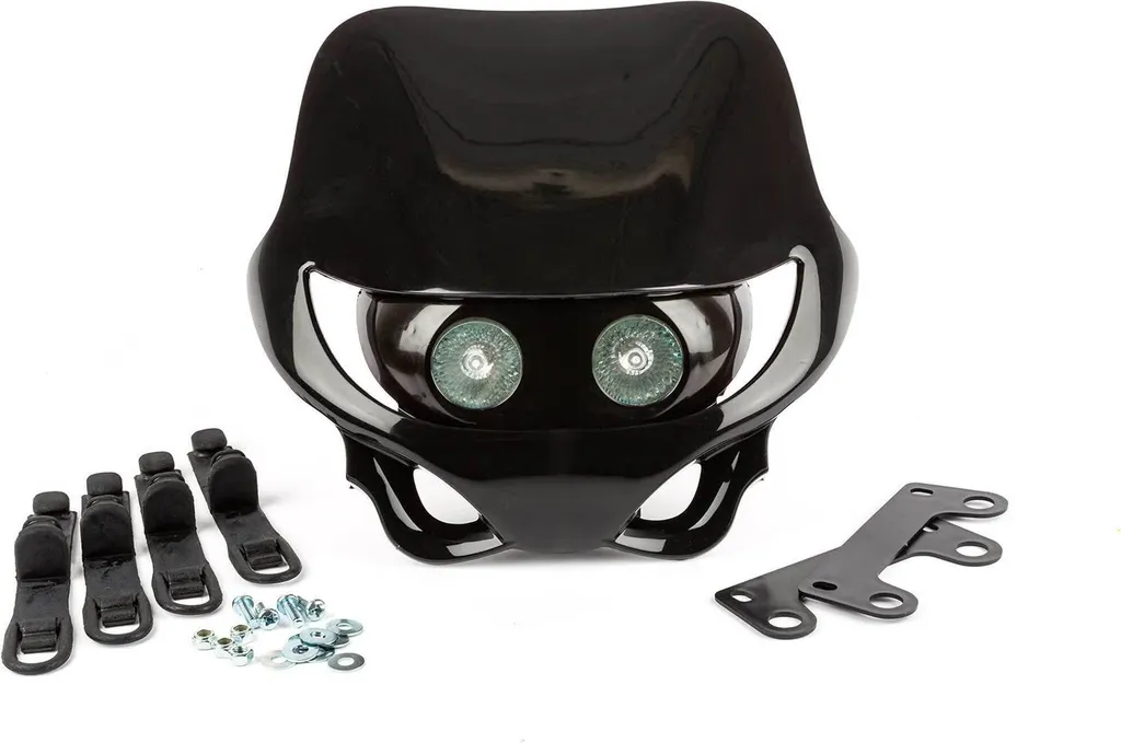 Mascherina Per Faro Moto Universale - Parabrezza In ABS Nero - Diametro 175 Mm - Per Dirt Bike E Motocross