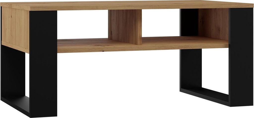 Table basse avec étagère LAUREN 3 – chêne artisan / noir Image du produit 