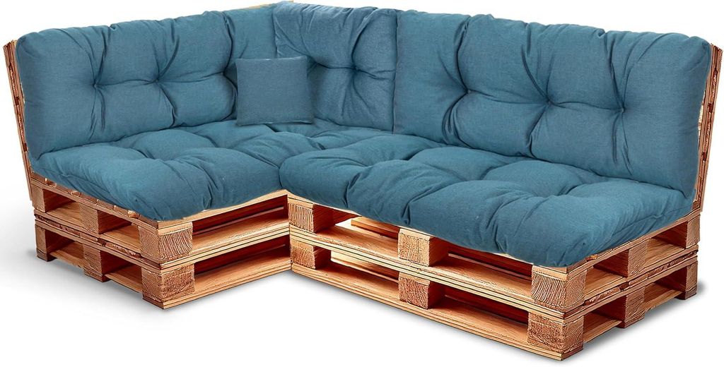 Best Wool rückenlehne für palettenkissen set, wetterfestes europaletten polster mit Polyurethanflockfüllung – meerblau 2×120x40, 2×120x80, 6...