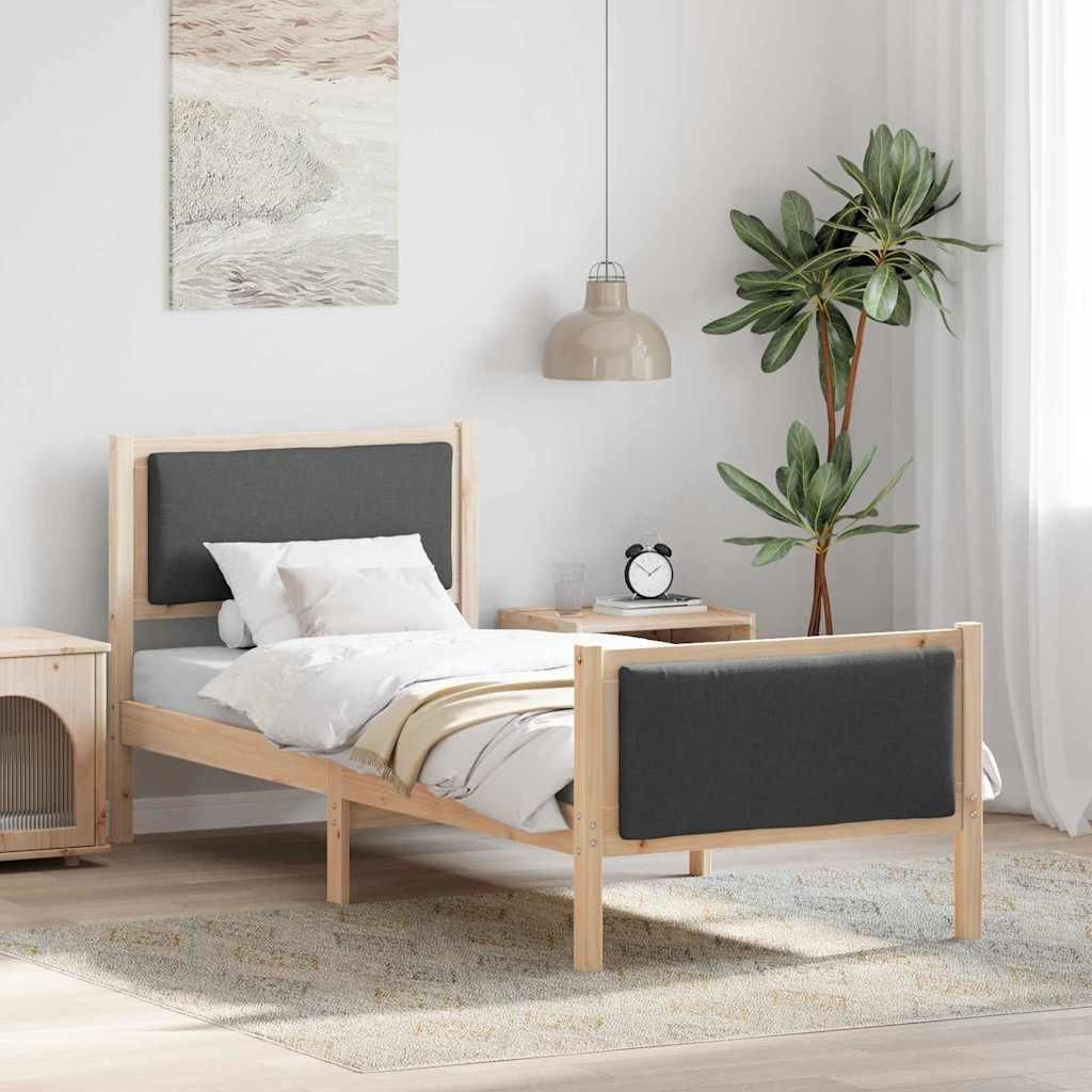 Maison Exclusive - Bettrahmen mit Kopfteil Dunkelgrau 75 x 190 cm Stoff