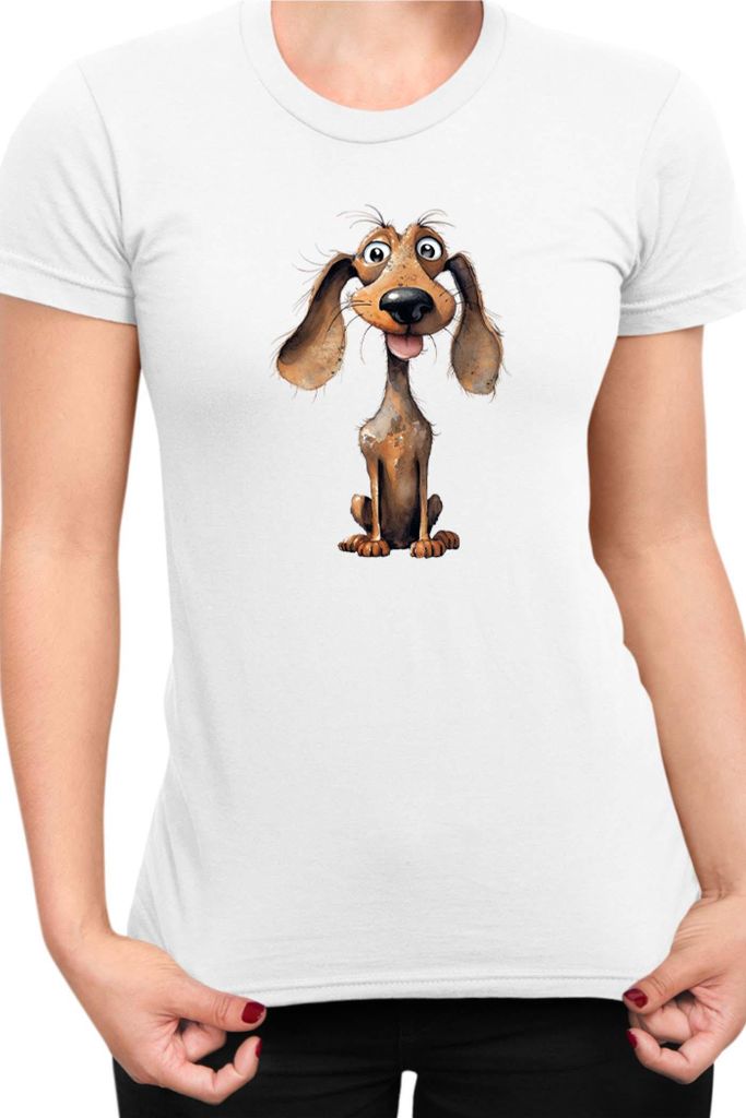 Damen T-Shirt Funny Dogs Breeds Dachshund Dog Breed 010, Lady 2XL / Weiß