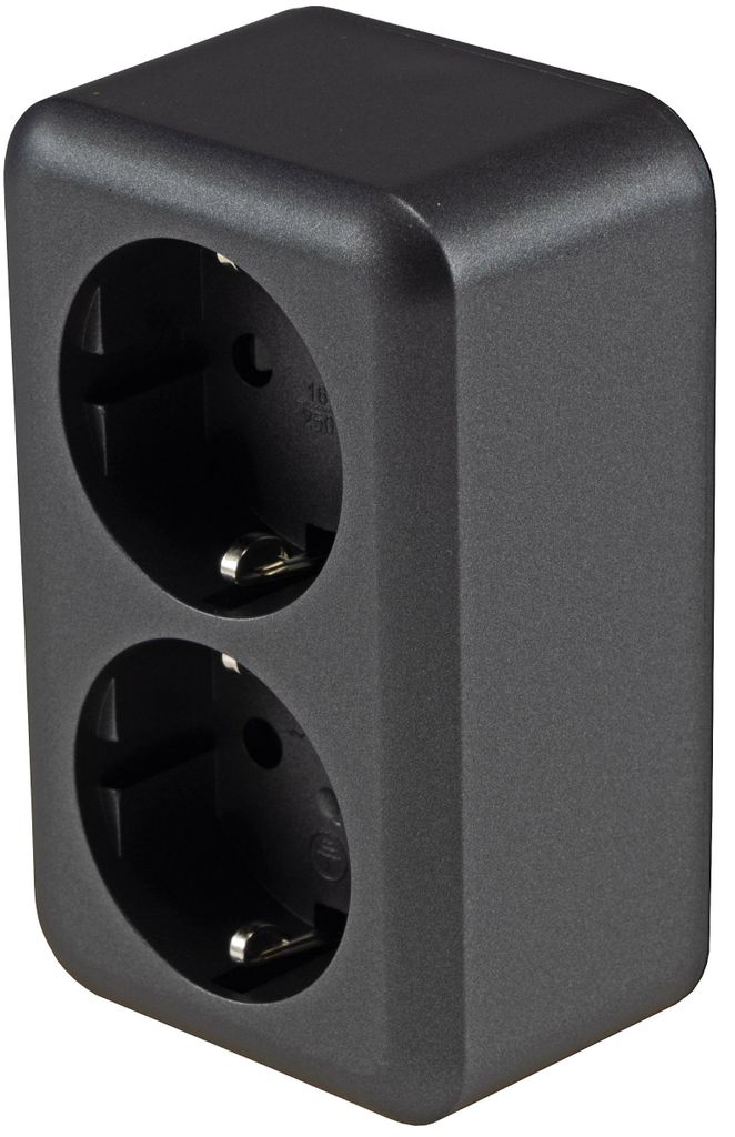FASKO Doppel-Steckdose AP Anthrazit 250V/ 16A Aufputz Produktbild 