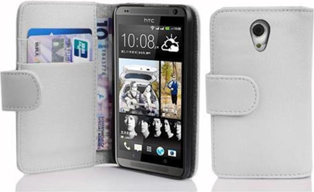 Cadorabo Schutzhülle für HTC Desire 700 Hülle in Weiß Handyhülle Etui Case Backcover Kunstleder Tasche