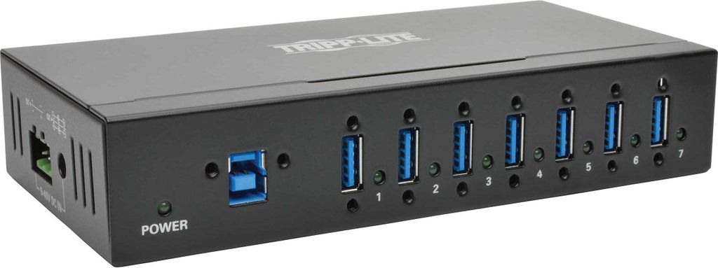 Rozbočovač 7x USB 3, průmyslový, odolnost ESD 20kV, kovové pouzdro, možnost montáže