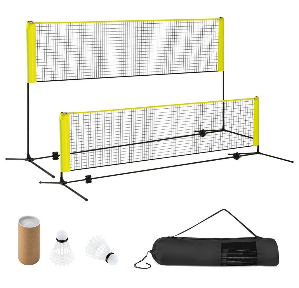 Verstellbares Badmintonnetz-Set mit Ständer, Federbällen und Tasche