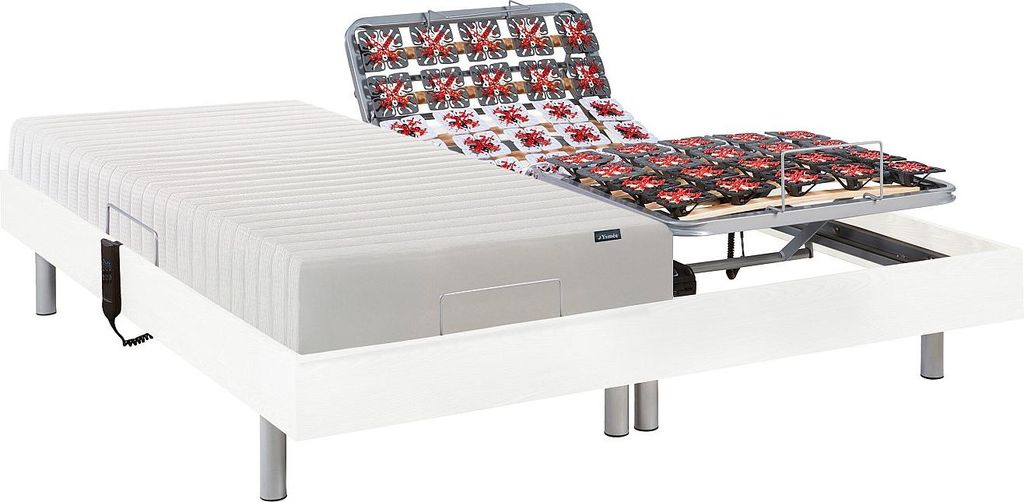 Elektrisches Bett mit Entspannungsfunktion mit Matratze mit Latexauflage - 2 x 80 x 200 cm - weiß - ETHER DREAMEA