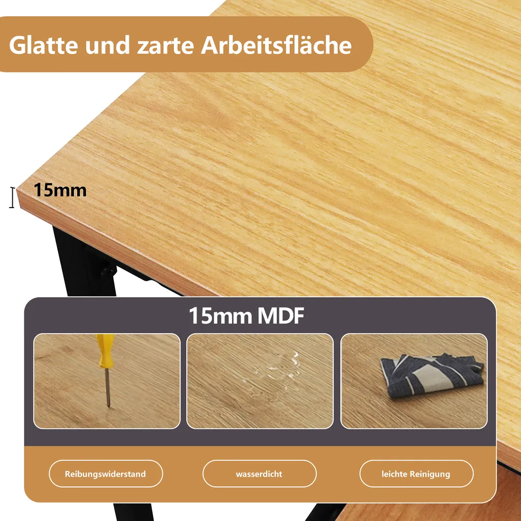 WAOHO Ensemble Table à Manger avec 4 Chaises en Acier Noir et Bois Brut - 3