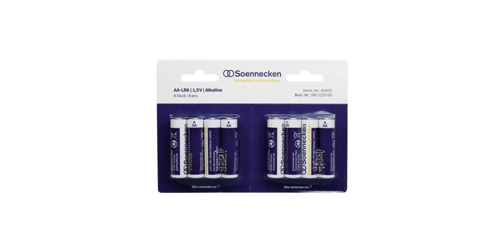 Soennecken Batterie AA/Mignon LR6 Alkali-Mangan 1,5V 8 St./Pack.