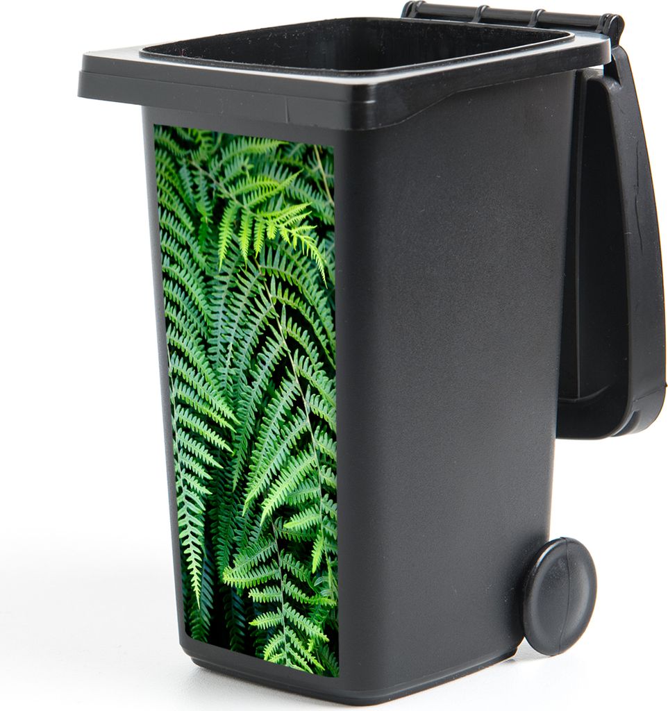 MuchoWow Mülltonnenaufkleber Grüne Farne 38x80 cm - Behälteraufkleber - Mülleimer-Aufkleber - Container-Aufkleber