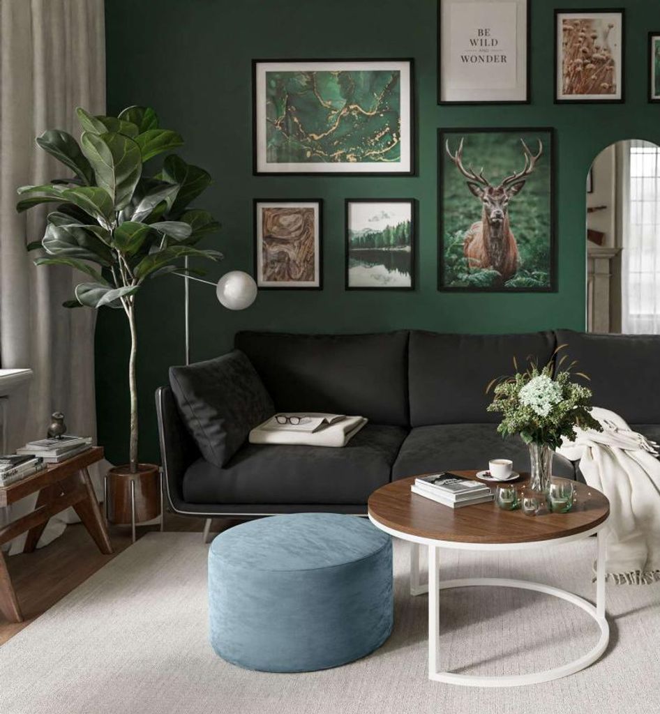 Runde CIRI-Bank mit Pouf Wotan Eiche Artisan Stirling