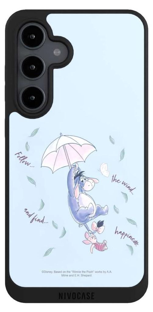 NIVOCASE Handyhülle für Samsung Galaxy S24 FE 5G Hülle NIVOpure Case Schwarz Disney Offizielles Lizenzprodukt Winnie Puuh I-Aah