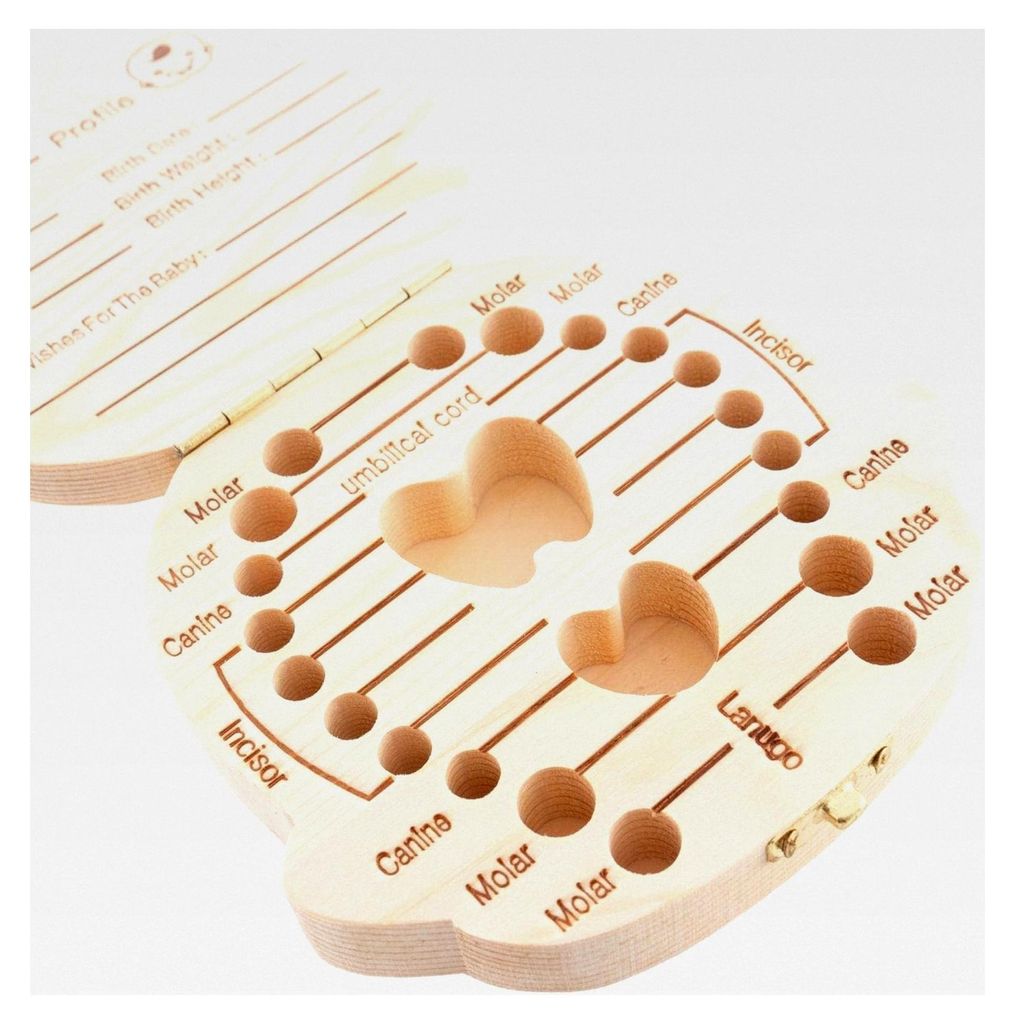 Erinnerungsbox für Babys, zur Aufbewahrung von Milchzähnen, Nabelschnur und Lanugo, aus Kiefernholz, kompakt und leicht, ideal als Geschenk, klas...