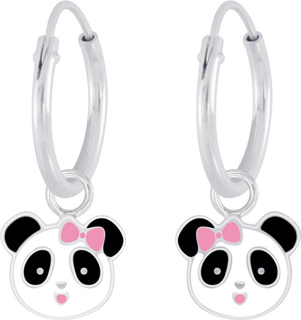 Kinder Creolen: 925 Silber Ohrringe „Panda oder Koala“ Panda
