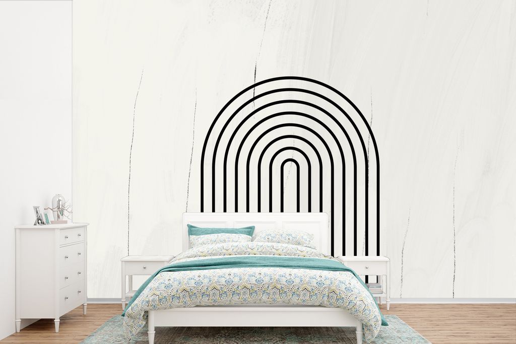 MuchoWow Fototapete für Wohnzimmer oder Schlafzimmer Wandtapete Vinyl Motivtapete Kunst - Design - Schwarz - Weiß - 390x260 cm - Papiertapete