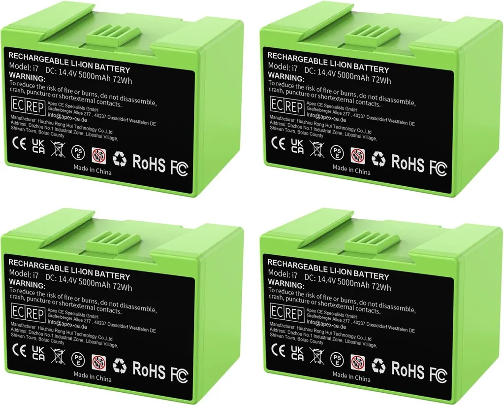 Batteria 5000mAh Compatibile iRobot Roomba i7 i3 e5 | Set 4 Pezzi Li-ion