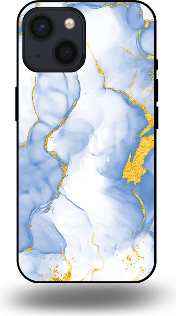 Smartphonica Handyhülle geeignet für iPhone 13 Mini mit Hellblau Gold Marmor Print - TPU Backcover Case Hellblau Gold Marmor Design