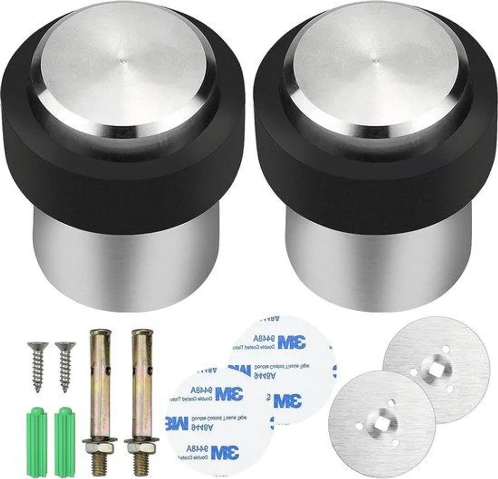 Butoir de porte antidérapant en acier inox Ø 32 mm argenté multifixation