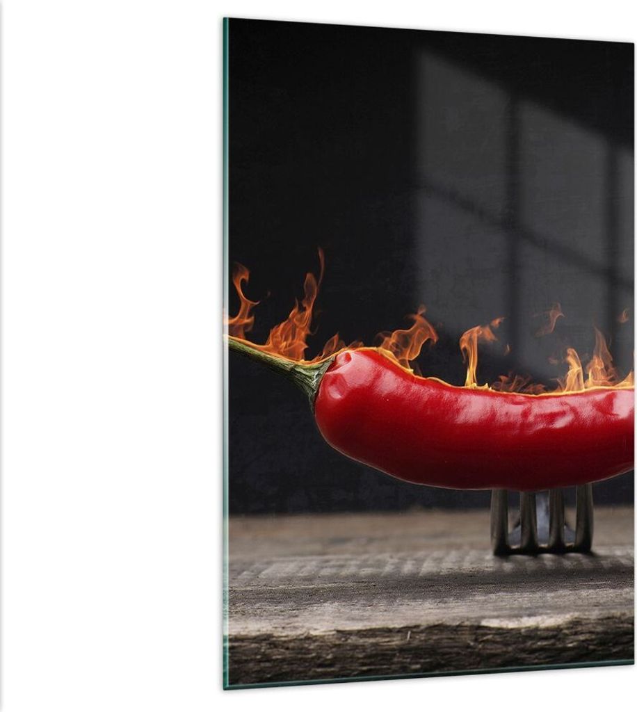 Bilder auf glas - Einteilig - Chili Paprika Bio Landwirtschaft - 80x120cm - Glasbilder - Wandbilder - Bilder - Wanddekoration aus Glas - Glas Bilde...