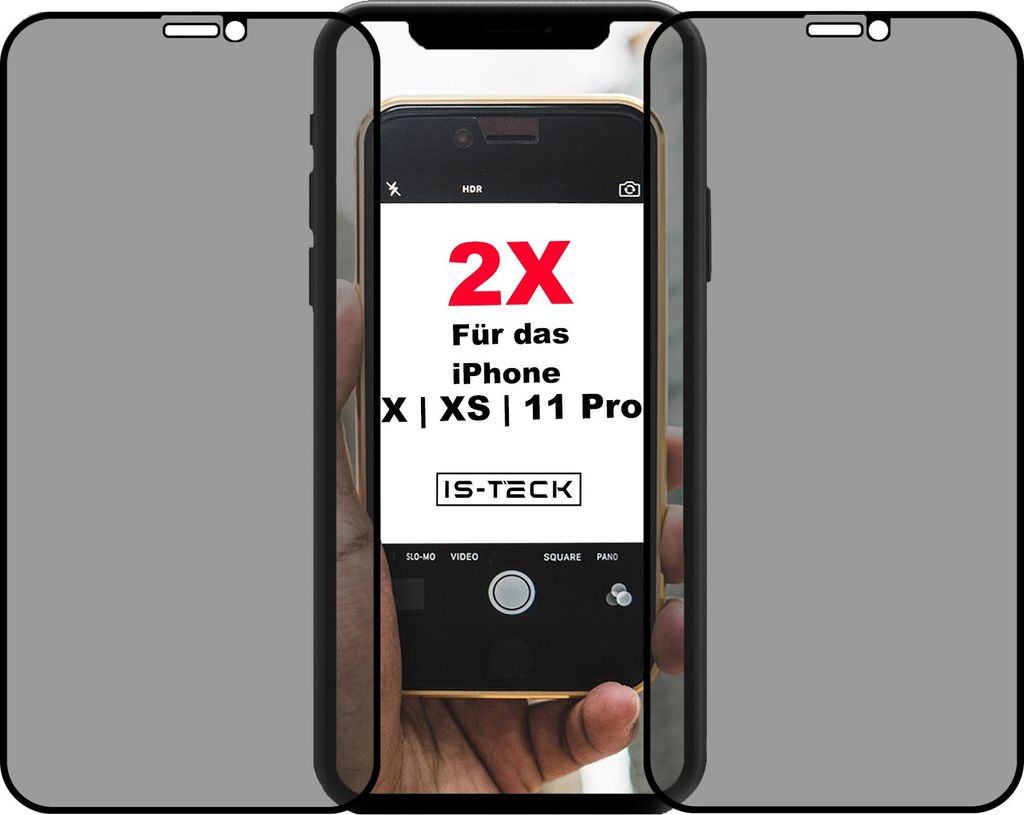 2x iPhone X XS 11 Pro 3D Anti Spy Privacy Blickschutz Produktbild 