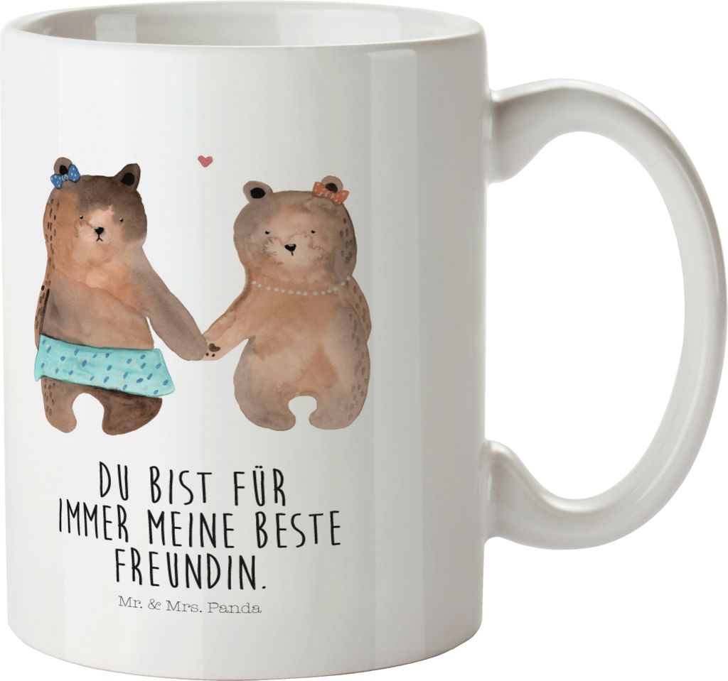 Mr. & Mrs. Panda Trinklernbecher Bär Freundin - Weiß - Geschenk, Teddy, Mehrwegbecher, Kunststoffbecher, Plastikbecher, Kinderbecher, Pott