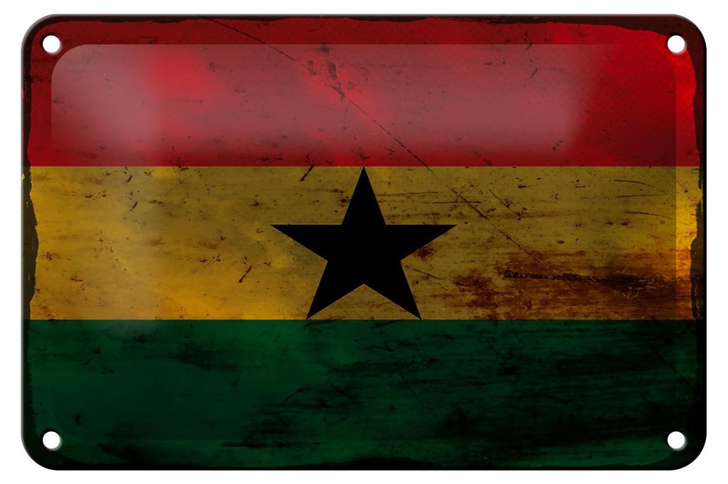 Blechschild Flagge Ghana 18x12cm Flag of Ghana Rost Produktbild 