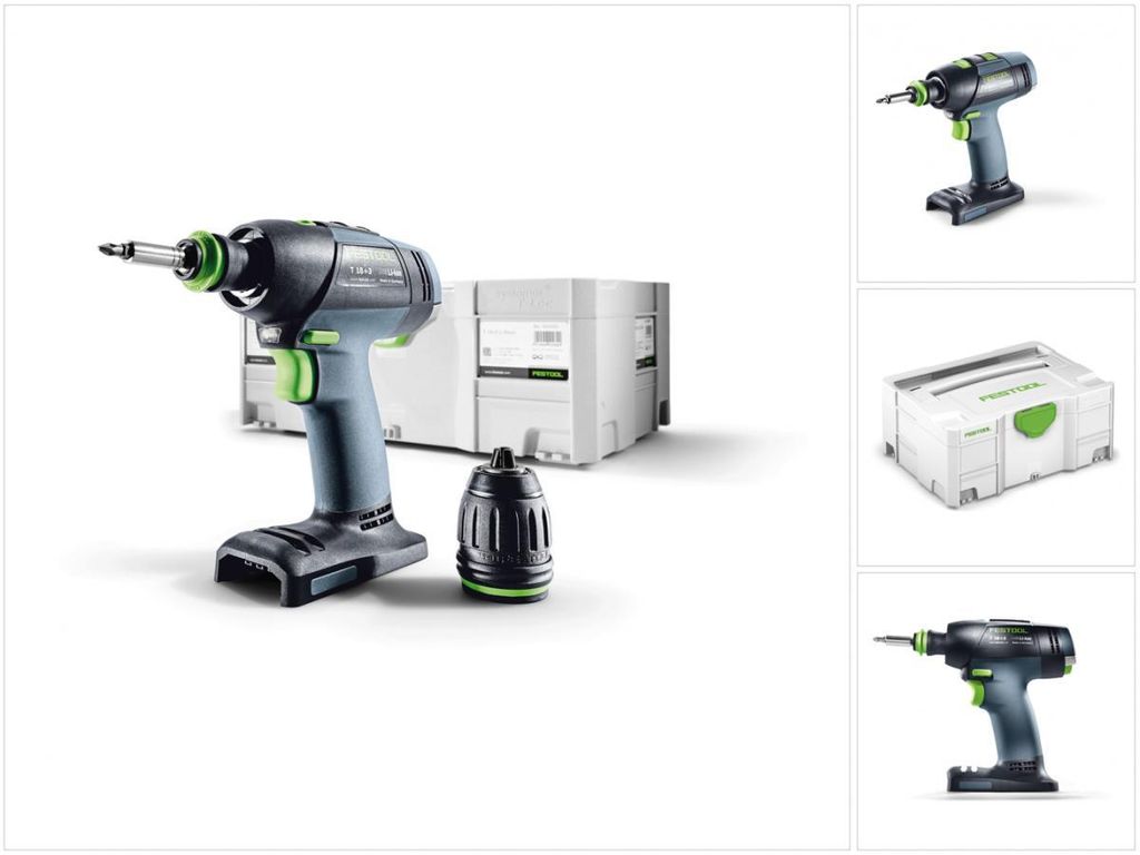 Festool T 18+3 Li-Basic, Wiertarka pistoletowa, Zamek Zdjęcie produktu 