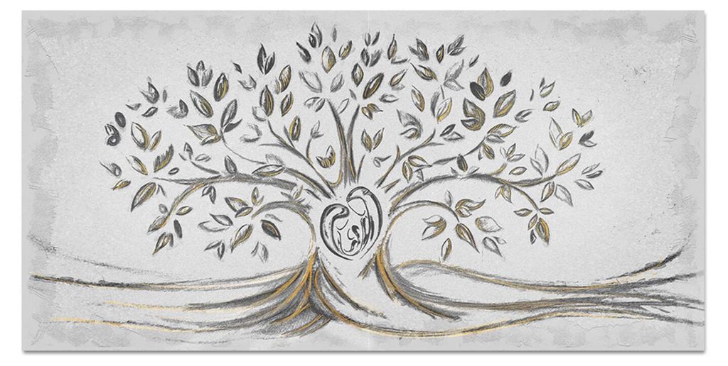 Giallobus - 2 - Heilige Familie und Baum des Lebens - Schwarz & Gold - Giallobus - 35L x 17,5B cm - Bild - Acrylglas