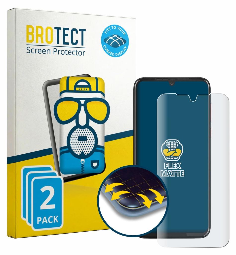 2x BROTECT Fullscreen Schutzfolie für Motorola One Vision Plus Displayschutz Folie Fullcover Matt Entspiegelungsfolie