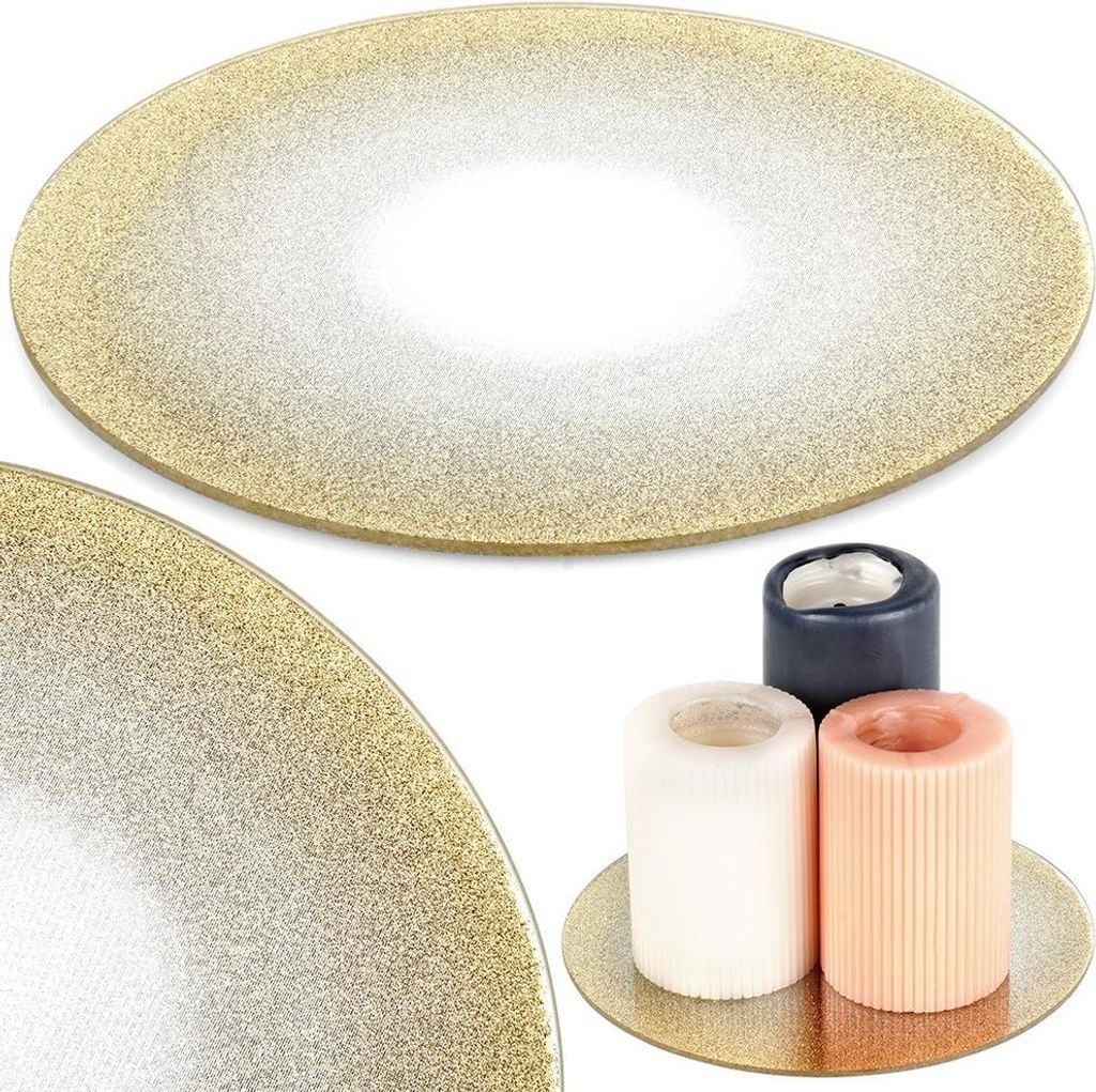 Glasunterlage Gold für Dekorationskompositionen Kerzen Kerzenständer