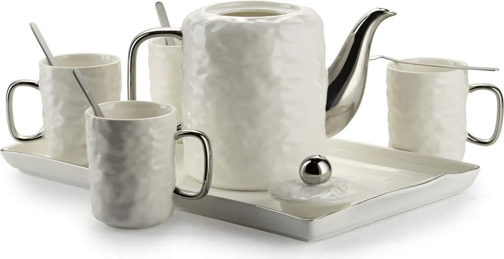 HowHomely Selena Silver: Set Caffè Design Moderno Bianco 6 Pezzi - 3