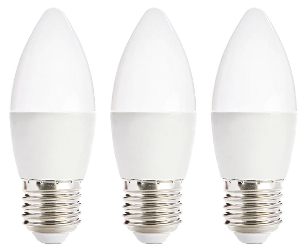 Kobi LED-Kerzenlampe E27 7W - 600lm - 6500K - 230V - Für Spiegelbeleuchtung oder technische Umgebungen - 3 Stück