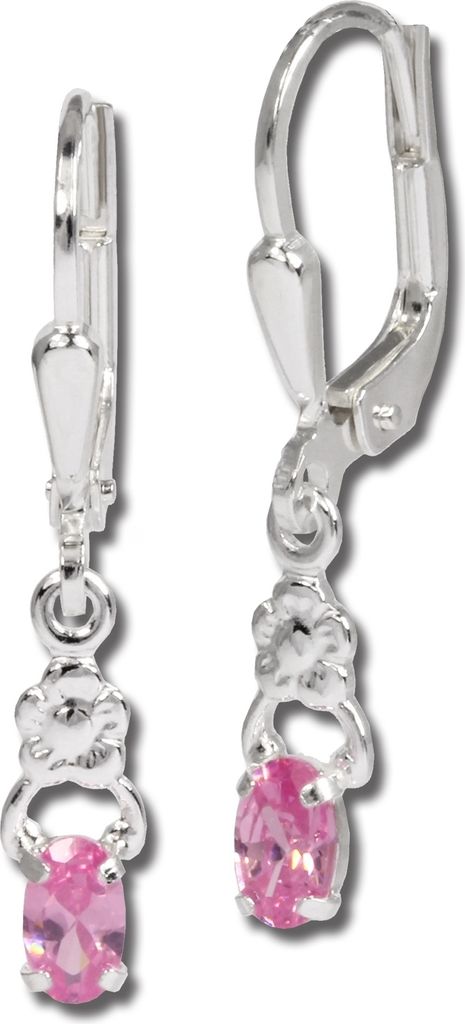 SilberDream Ohrhänger Damen Silber rosa Blümchen Zirkonia Ohrringe SDO535A