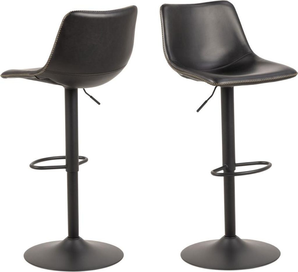 Drawer - Hocker höhenverstellbar aus Kunstleder und Metall H61-83cm - Schwarz