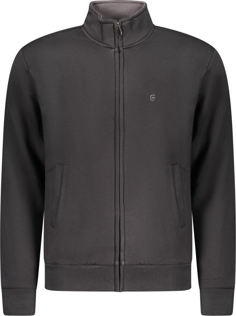 Herren Sweatshirt Schwarz mit Reißverschluss und Stickerei