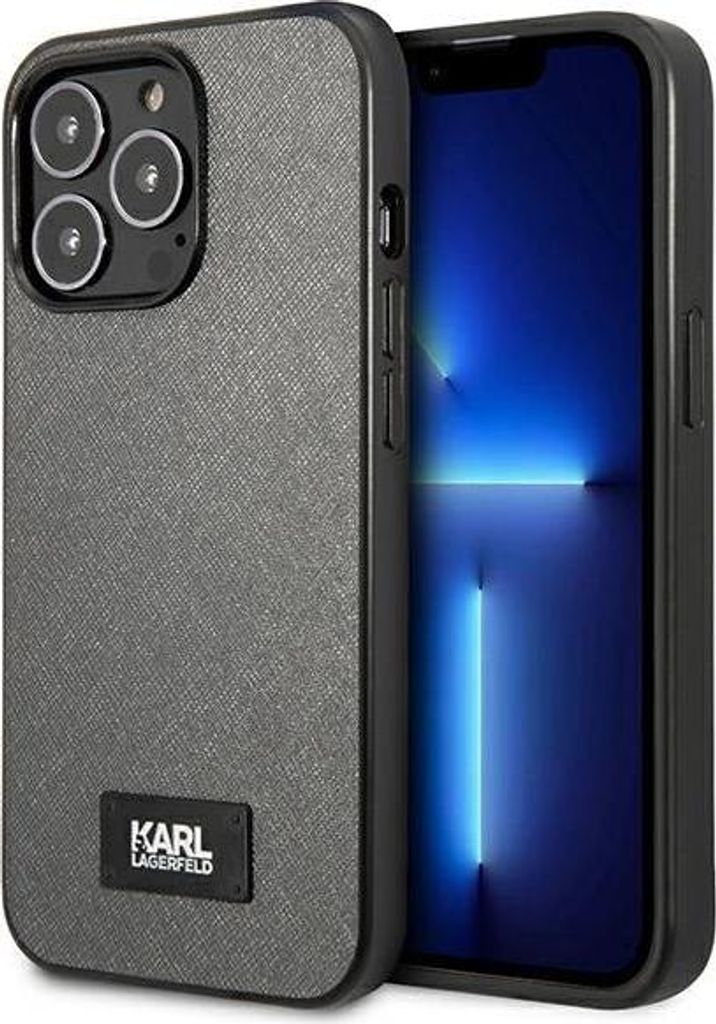 Karl Lagerfeld Saffiano Plaque Case für iPhone 13 Pro Max 6,7" - Silber