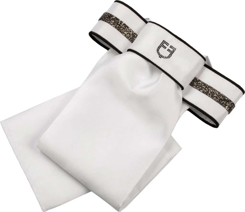 Equestro Empire Dressur Plastron de Dressage Blanc Satiné Haute Qualité