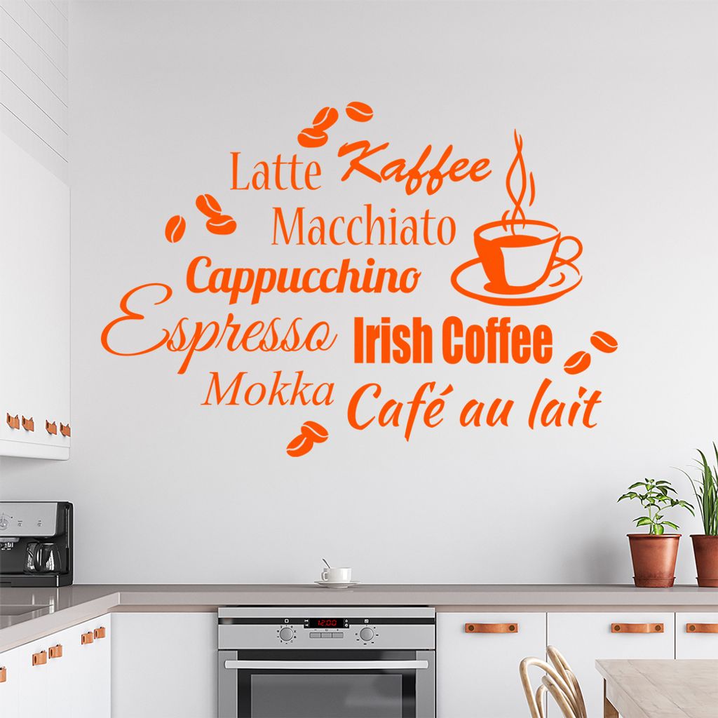 Wandtattoo Kaffee Nr. 3 Wandtattoo in 6 Größen - Wandaufkleber Wall Sticker - Dekoration, Küche, Wohnzimmer, Schlafzimmer, Badezimmer