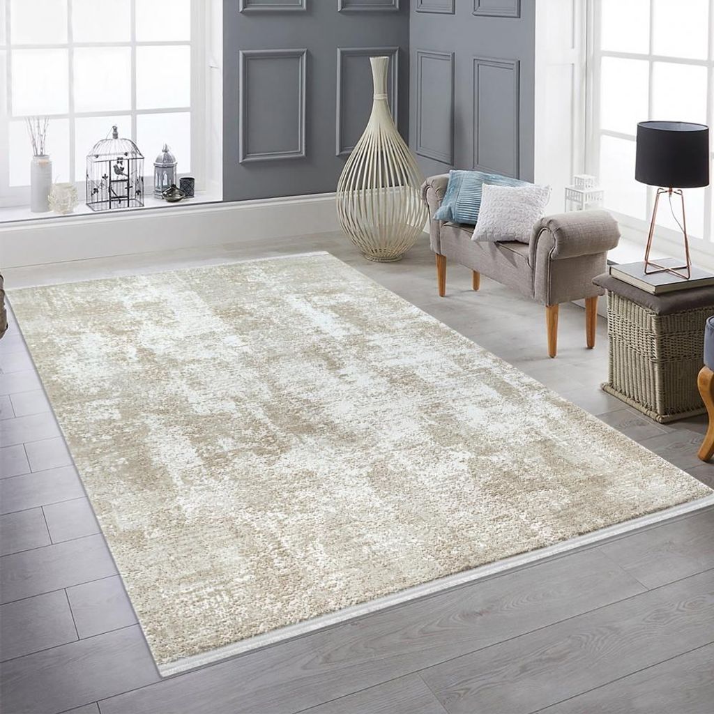 Teppich Vintage Look weich modern Wohnzimmer Beige Größe - 200 x 290 cm