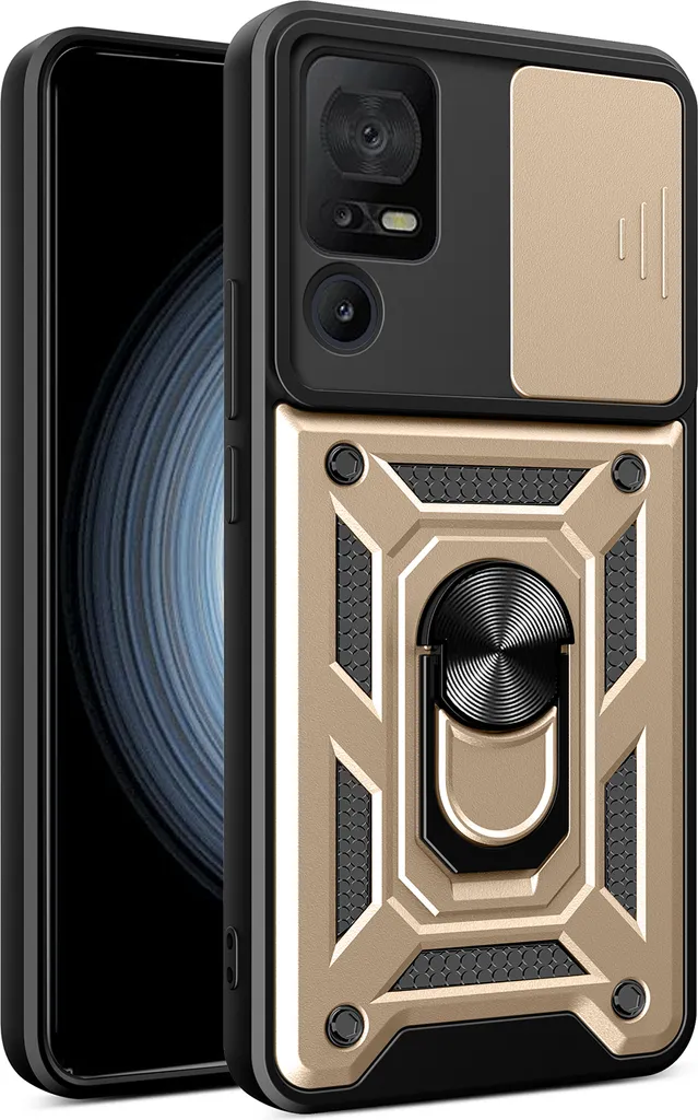 Cover TCL 50 SE a Prova di Bambino - Custodia Oro con Anello Sicuro