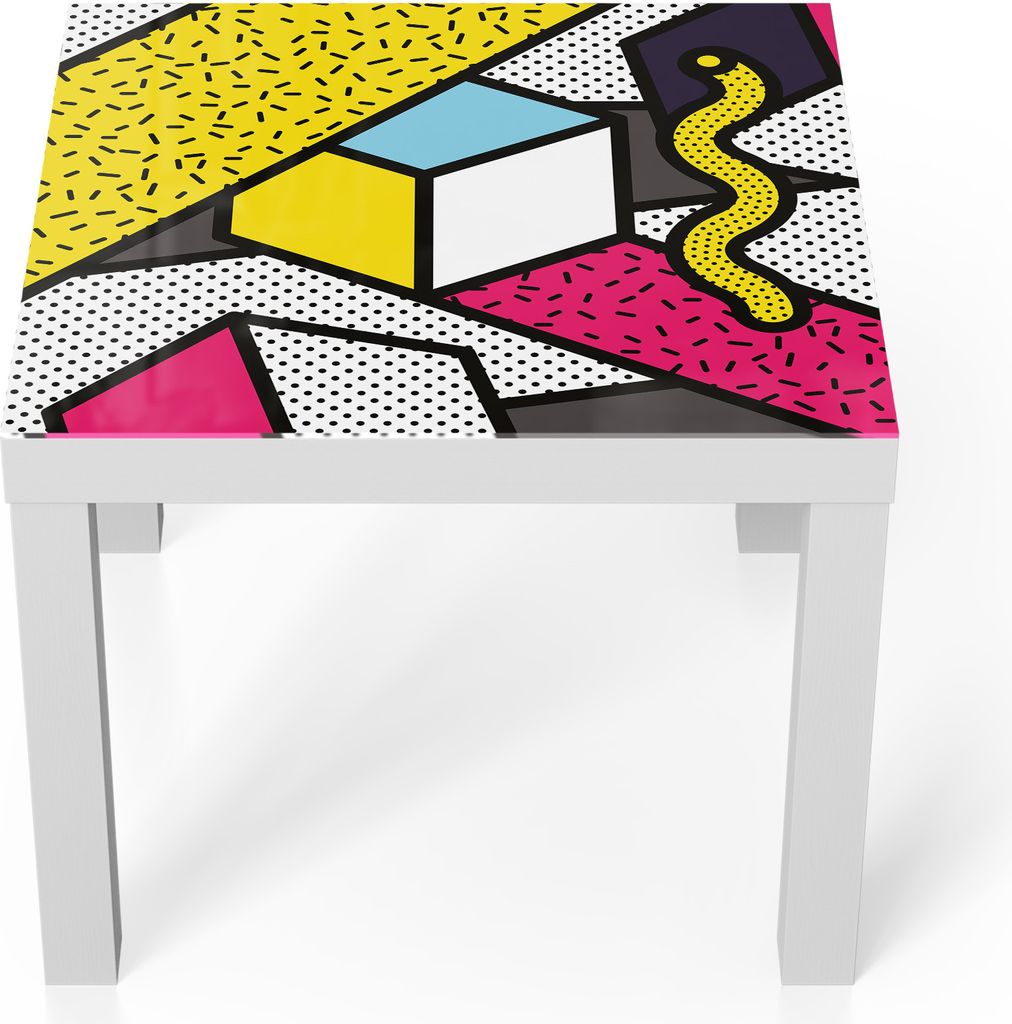 DEQORI Couchtisch 55x55 cm Weiß 'Geometrie in Farbe' Glas Beistelltisch Glastisch modern